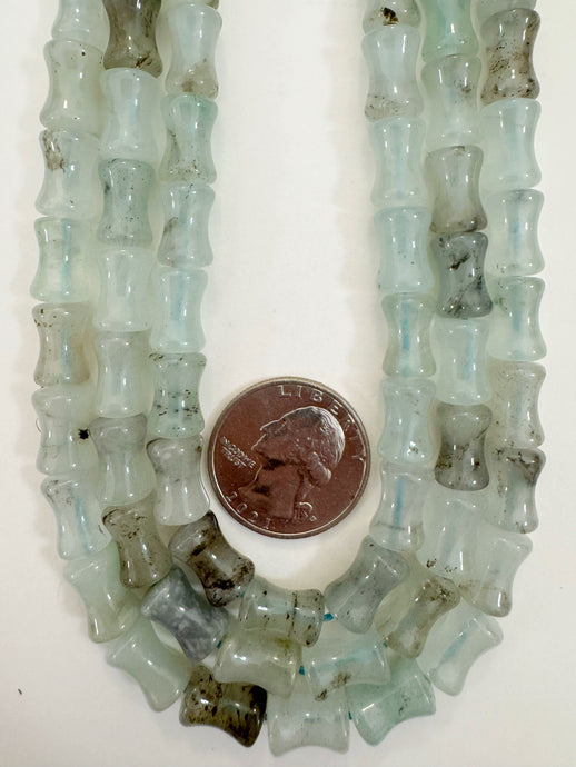 pale aqua blue color enhanced quartz, 12x8mm concave tube, 15