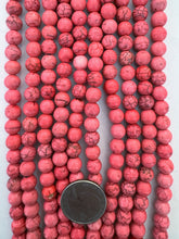 color enhanced magnesite: dark hot pink, 8mm round, 15" strand,  SOLD PER STRAND