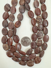 dark muted red jasper, 19x14x6mm oval, 15" strand, sold per strand, surface wear