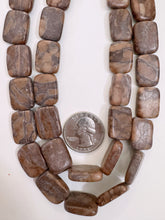 dark muted red jasper, 18x13x5mm rectangle, 15" strand, sold per strand, surface wear