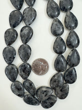 black labradorite, 24x17x7mm pear teardrop, 15" strand, sold per strand