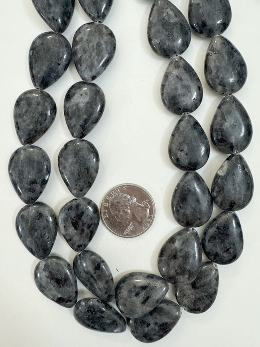 black labradorite, 24x17x7mm pear teardrop, 15