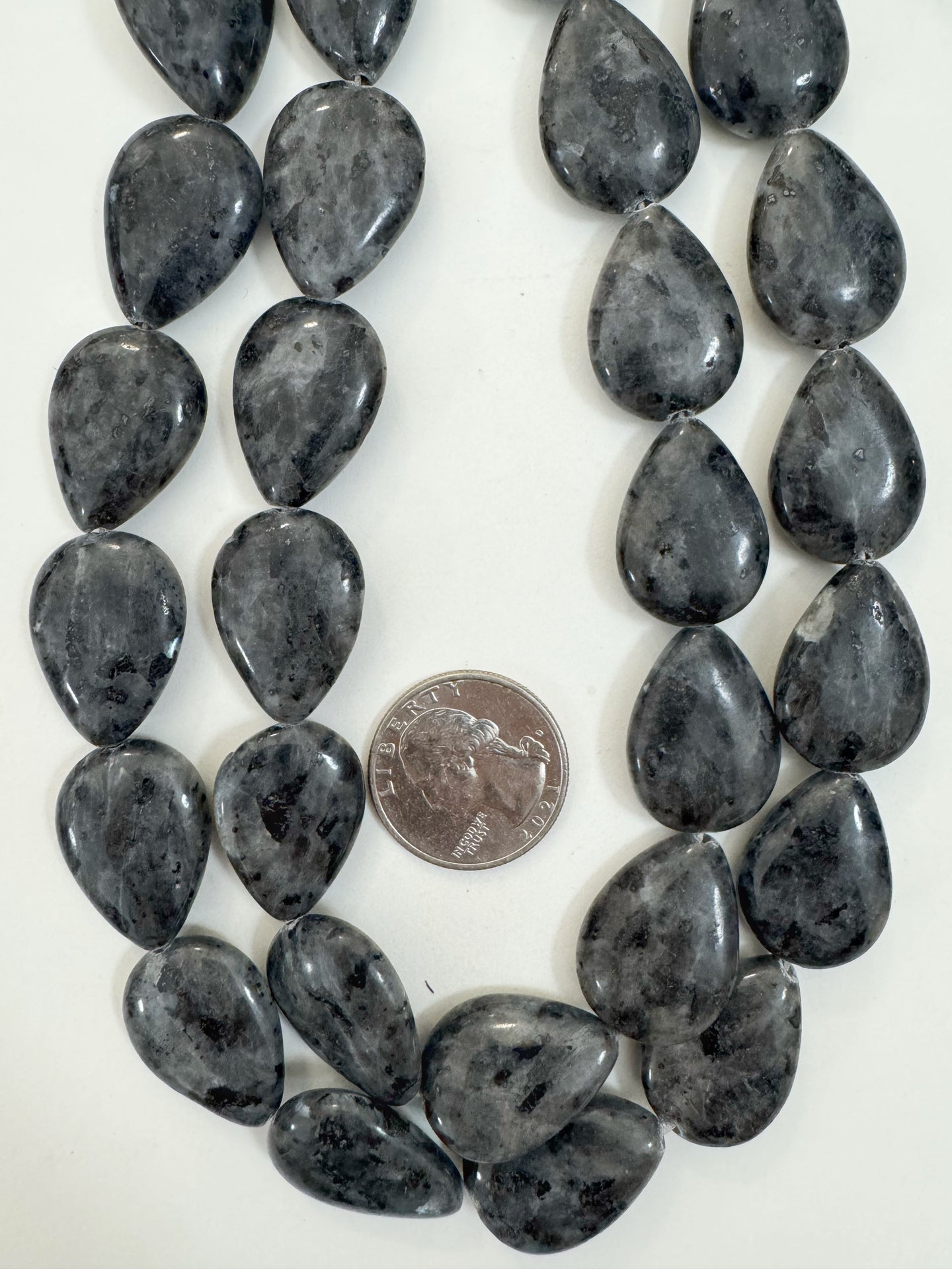 black labradorite, 24x17x7mm pear teardrop, 15