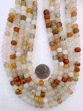 quartz carnelian mix, 8x7mm pony rondelle, 15" strand,   SOLD PER STRAND