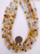 quartz carnelian mix, 6mm round, 15" strand,   SOLD PER STRAND