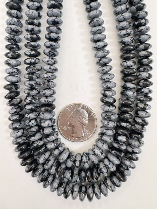 snowflake obsidian, 9x4mm rondelle, 15