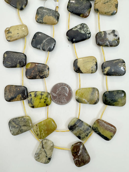 yellow turquoise, 25x18x6mm trapezoid pendant, approx 12pc strand, sold per strand