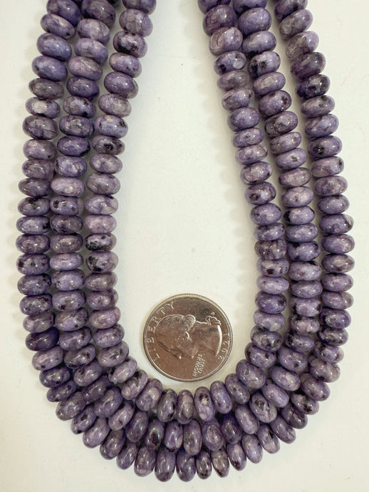 purple enhanced kiwi quartz, 8x4mm rondelle, 15