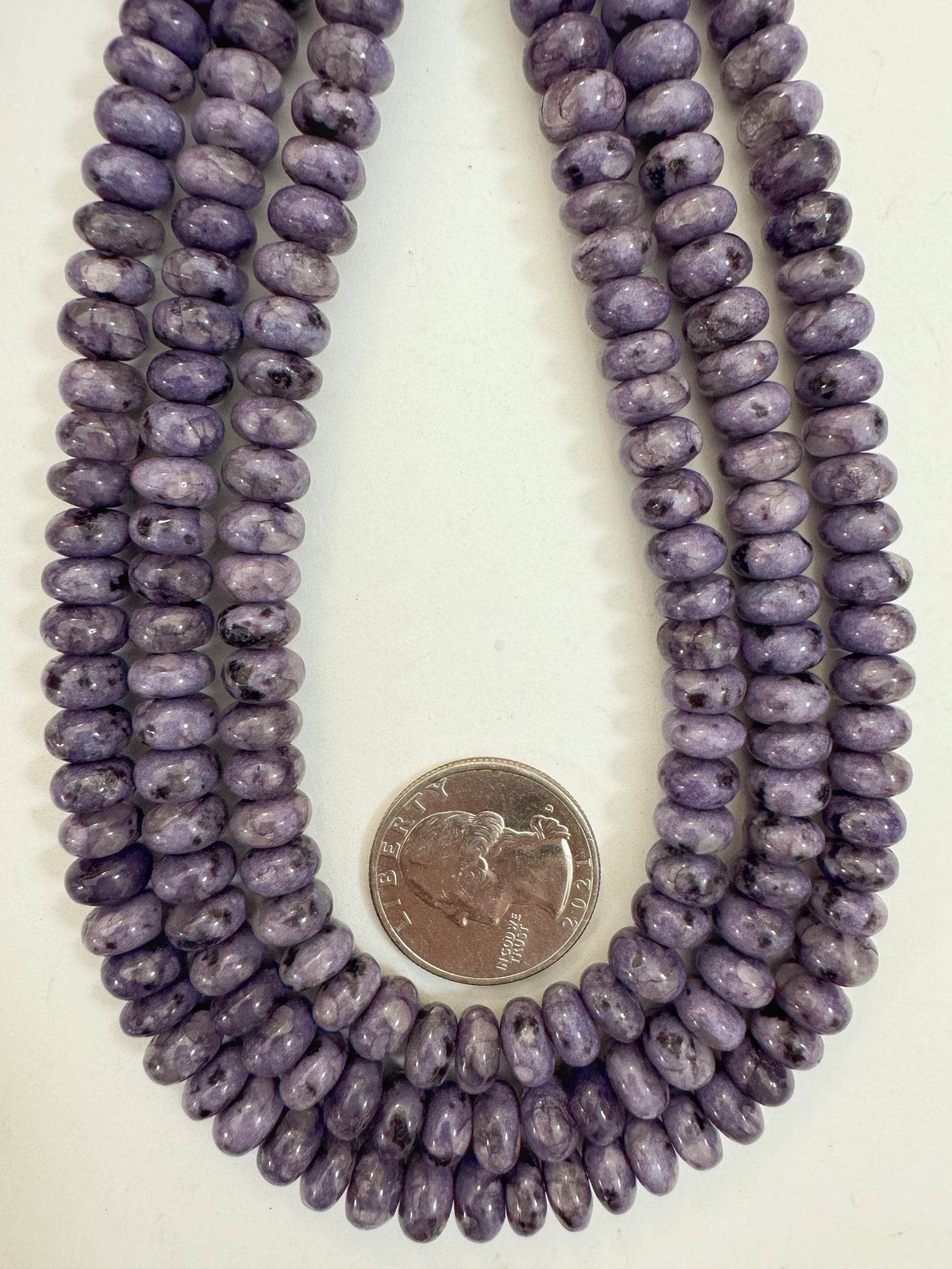 purple enhanced kiwi quartz, 8x4mm rondelle, 15