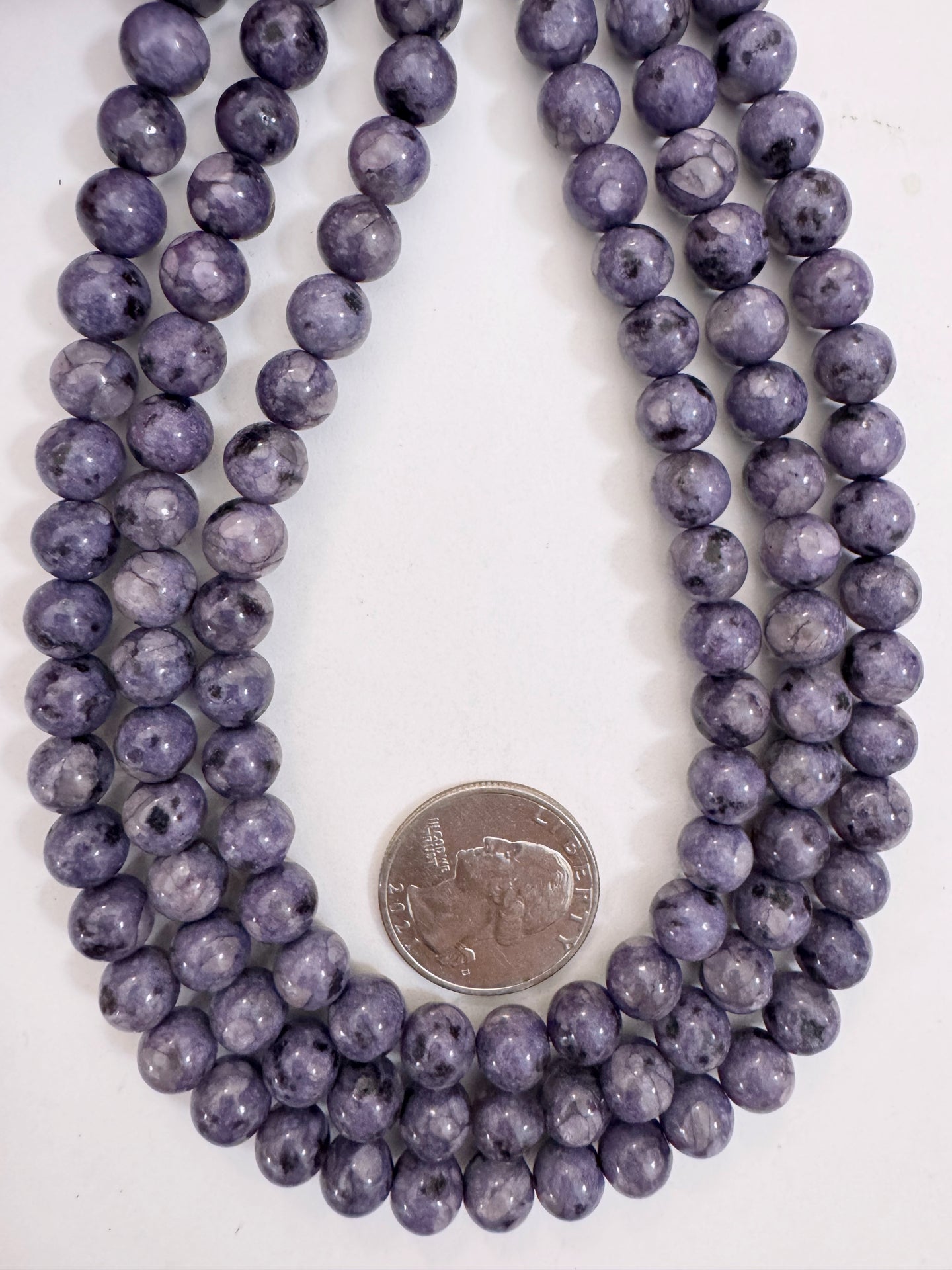purple enhanced kiwi quartz, 8mm round, 15