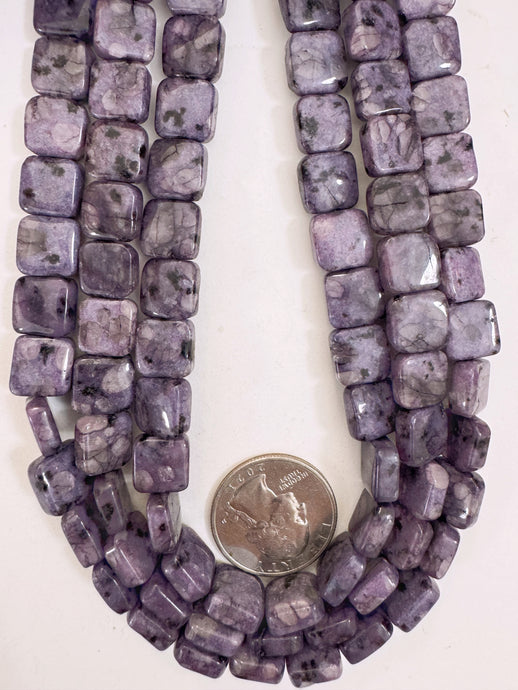 purple enhanced kiwi quartz, 10x10x4mm square, 15