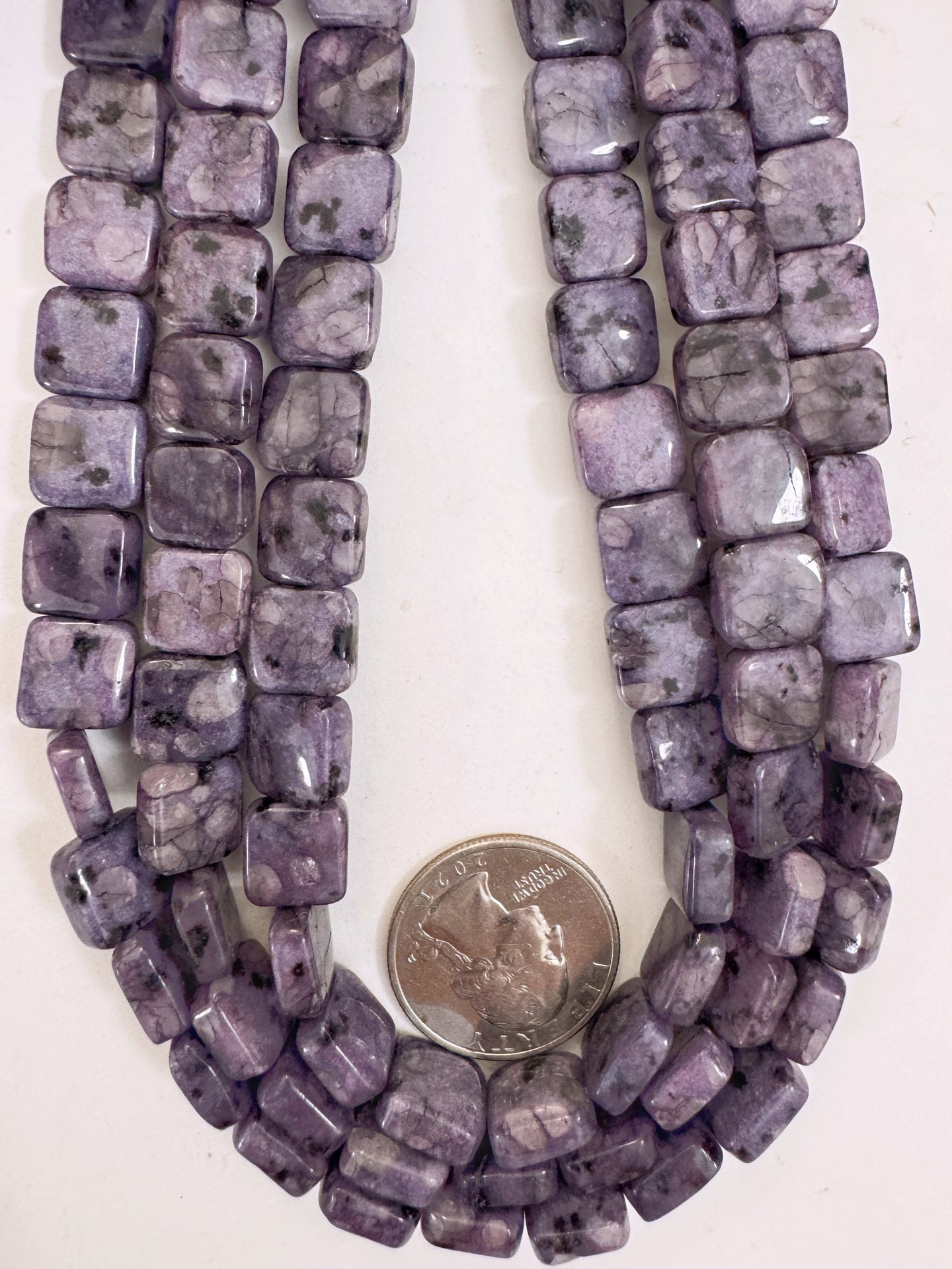 purple enhanced kiwi quartz, 10x10x4mm square, 15