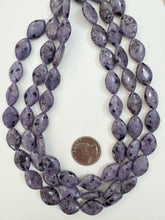 purple enhanced kiwi quartz, 19x12x6mm horse eye, 15" strand, sold per strand