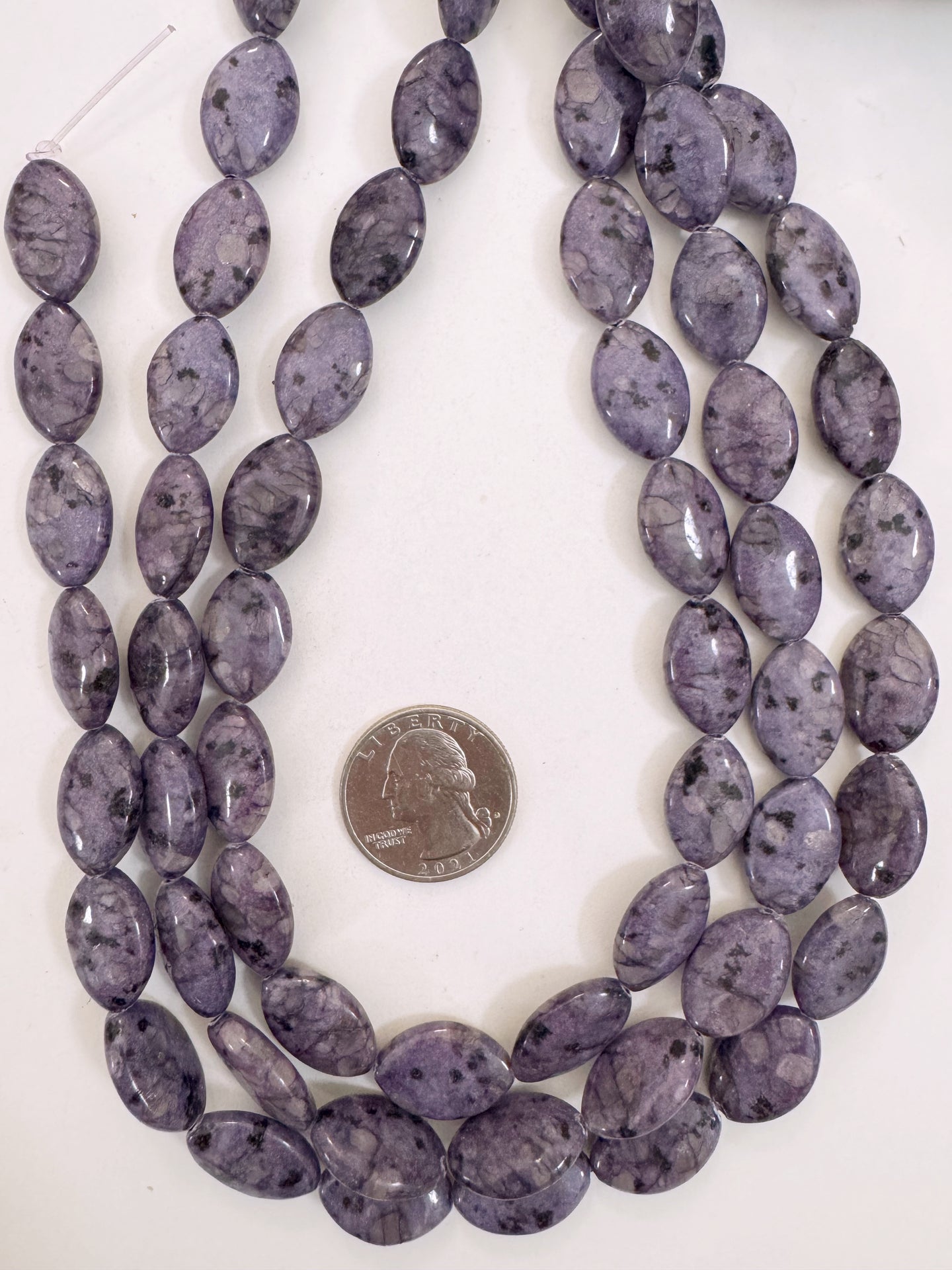 purple enhanced kiwi quartz, 19x13x6mm horse eye, 15