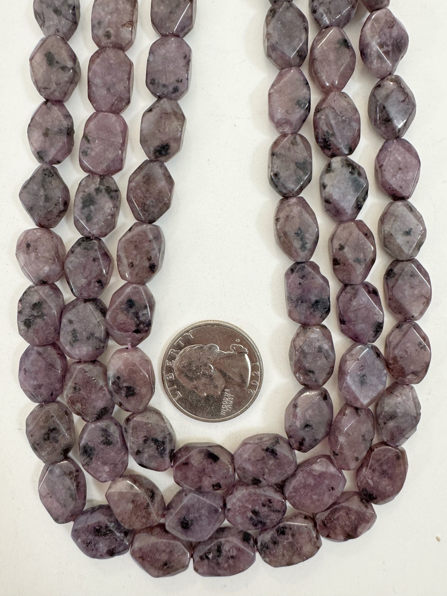 purple enhanced kiwi quartz, 14x10x6mm corner cut flat rectangle, 15