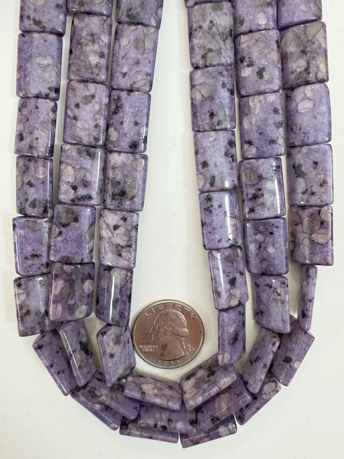 purple enhanced kiwi quartz, 18x13x5mm rectangle, 15
