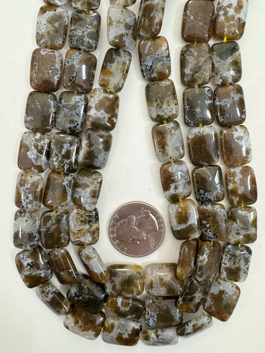 brown white agate, 16x12x6mm rectangle , 15