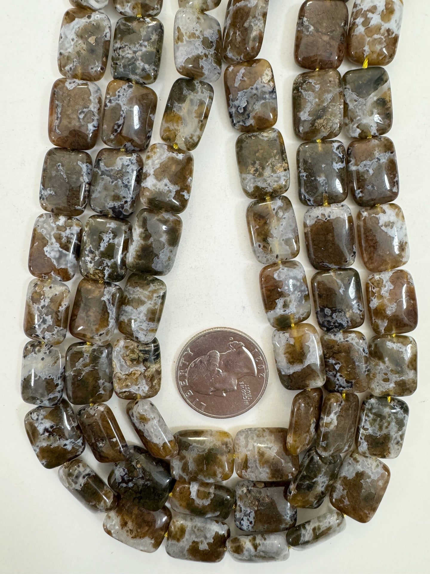 brown white agate, 16x12x6mm rectangle , 15