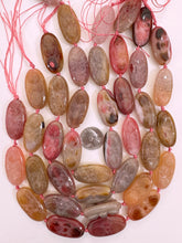 pink color enhanced agate, 40x20x15mm carved flower motif, 15" strand, sold per strand (batch 1)