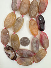 pink color enhanced agate, 40x20x15mm carved flower motif, 15" strand, sold per strand (batch 1)