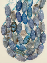 blue color enhanced agate, 40x20x15mm carved flower motif, 15" strand, sold per strand (batch 1)
