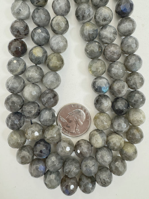 labradorite, 12mm faceted round, 15