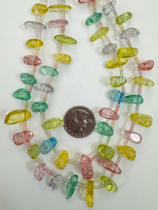 rainbow color enhanced crackle look quartz, 14-20mm tumbled pendants, 15