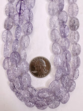 purple color enhanced crackle look quartz, 14x10x6mm oval, 15" strand, sold per strand