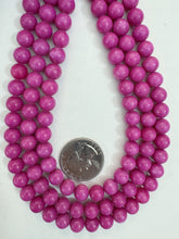 dark hot pink color enhanced quartz, 8mm round, 15" strand, sold per strand