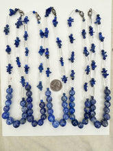 lapis, natural quartz, 18" vintage stock necklace, sold per necklace