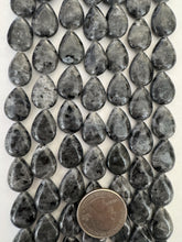 black labradorite, 18x13x6mm pear teardrop, 15" strand,  SOLD PER STRAND