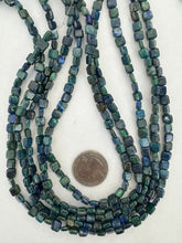 azurite malachite, 6x6x3mm square, 15" strand,  SOLD PER STRAND