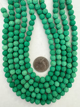 color enhanced lava rock: kelly green, 8mm round, 15" strand,  SOLD PER STRAND
