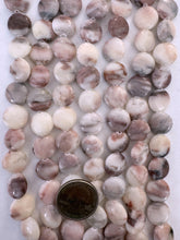 blood vein quartz, 14x14x6mm coin, 15" strand,  SOLD PER STRAND