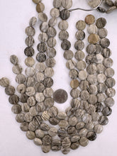 silver leaf jasper, 16x16x6mm coin, 15" strand,  SOLD PER STRAND