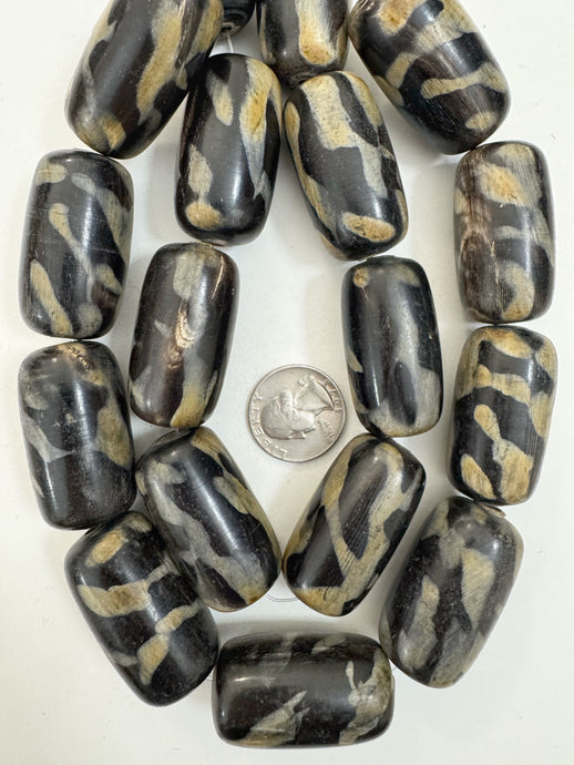 black off white golden horn, artistic motif, 42x23mm tube, 15