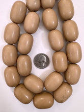 dark pale khaki peach, single color, vintage look resin, 30x20mm barrel tube, 15" strand, sold per strand
