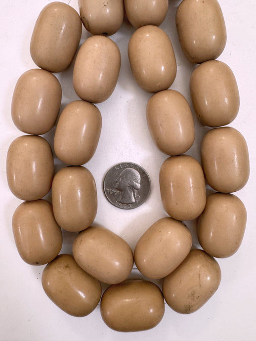 dark pale khaki peach, single color, vintage look resin, 30x20mm barrel tube, 15