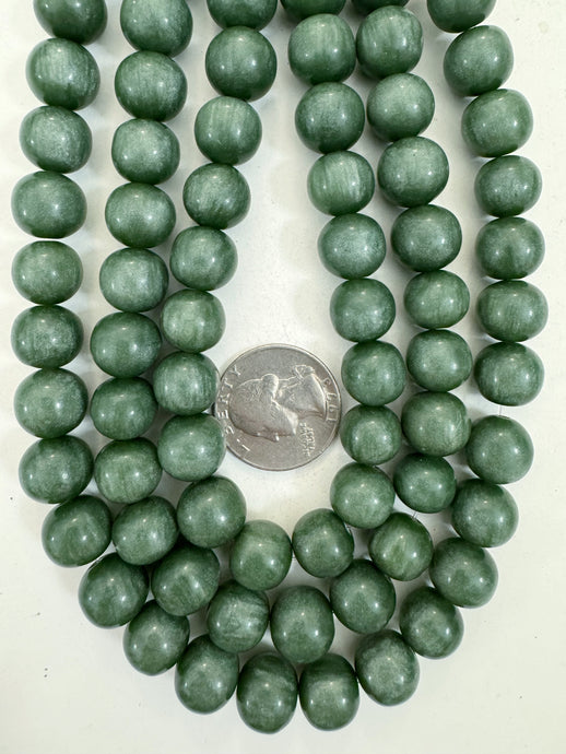 pearly pale forest green, vintage look resin, 12x11mm irregular round, 15
