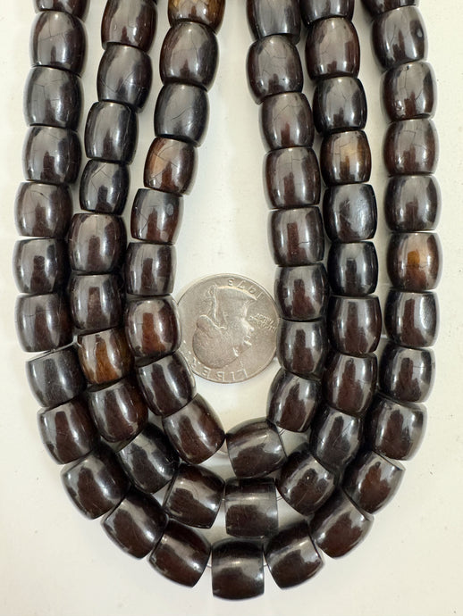 brown and golden, faux bone motif, vintage look resin, 12x11mm barrel, 15