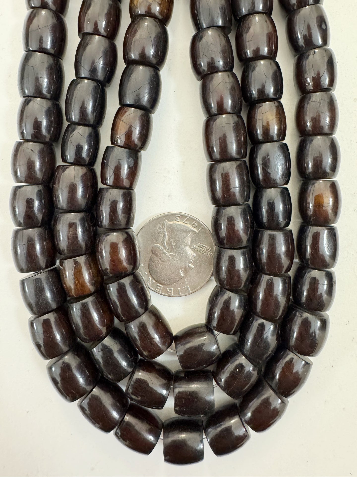 brown and golden, faux bone motif, vintage look resin, 12x11mm barrel, 15