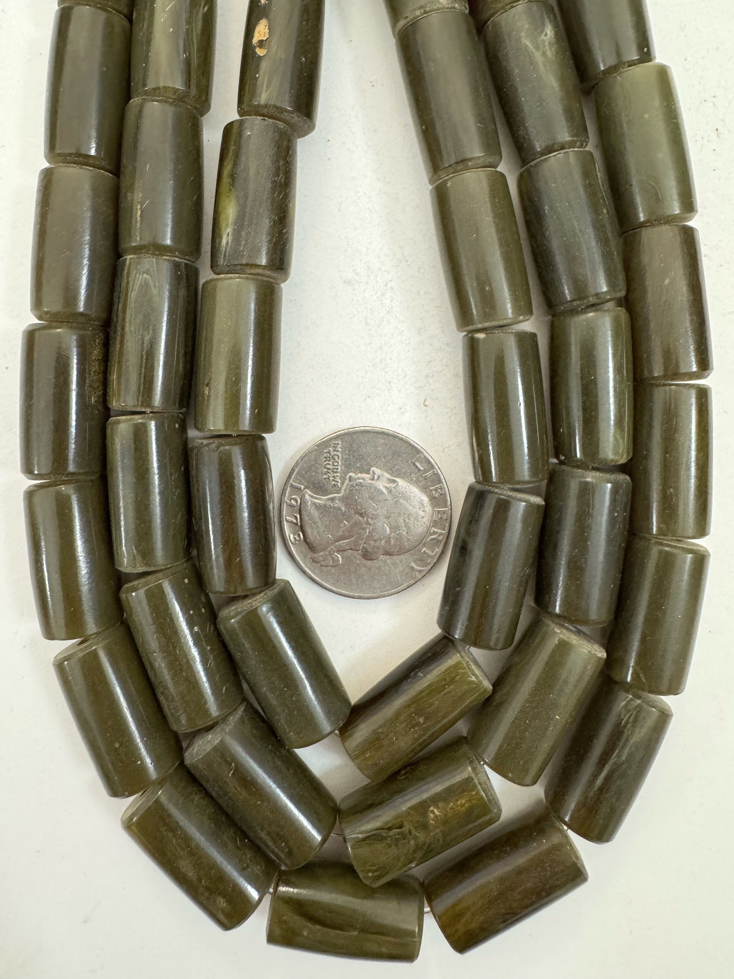 dark olive green, single color, vintage look resin, 19x11mm tube, 15
