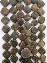 brown golden jasper, semi dull finish, 18x18x6mm irregular diamond mix, 15" strand,  SOLD PER STRAND