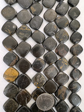 dark brown golden jasper, semi dull finish, 18x18x6mm irregular diamond mix, 15" strand,  SOLD PER STRAND