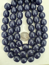 dark denim purple blue, single color, vintage look resin, 16mm nugget round, 15" strand, sold per strand
