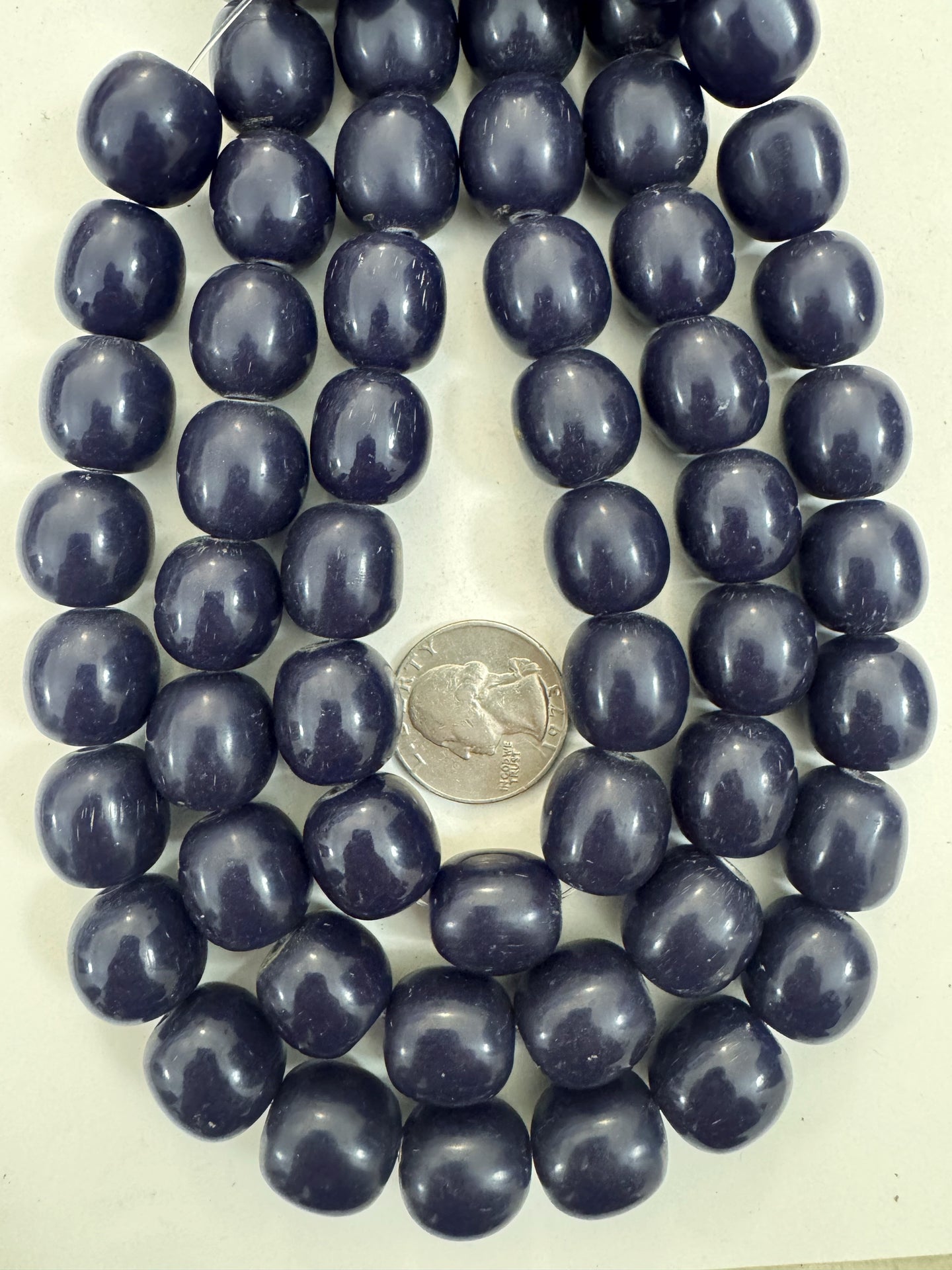 dark denim purple blue, single color, vintage look resin, 16mm nugget round, 15