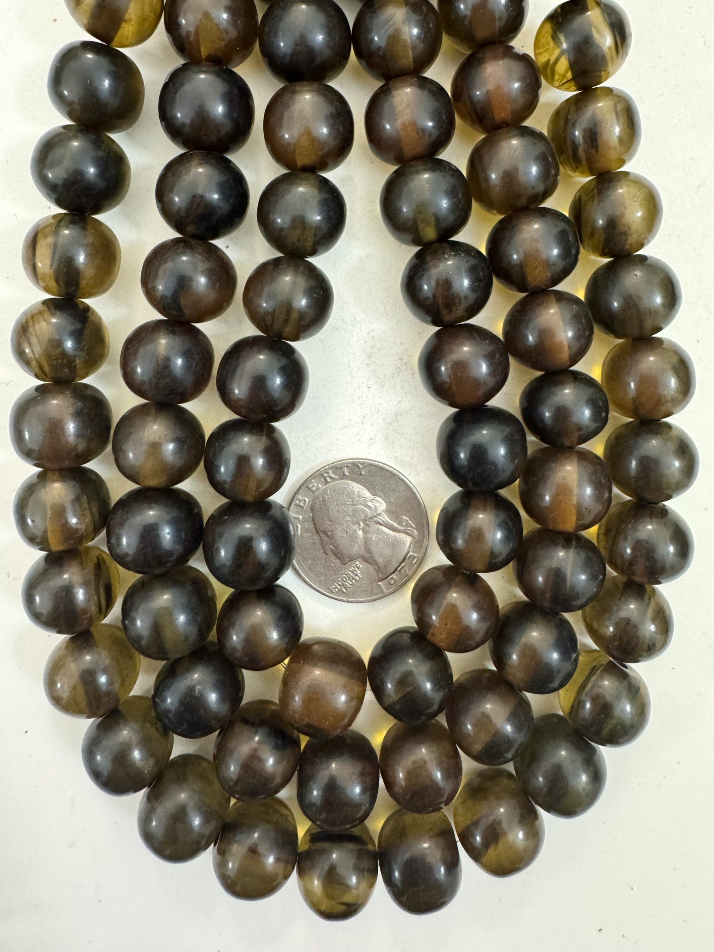 dark olive green, single color, vintage look resin, 14mm nugget round, 15