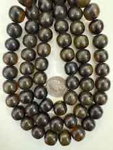 very dark olive green, single color, vintage look resin, 16mm nugget round, 15" strand, sold per strand