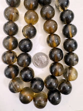 dark pale brown golden swirl, vintage look resin, 20mm nugget round, 15" strand, sold per strand
