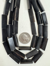 dark brown, faux bone motif, vintage look resin, 25x8mm 3 sided tube, 15" strand, sold per strand